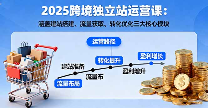 2025跨境独立站运营课：涵盖建站搭建、流量获取、转化优化三大核心模块-hcnxn