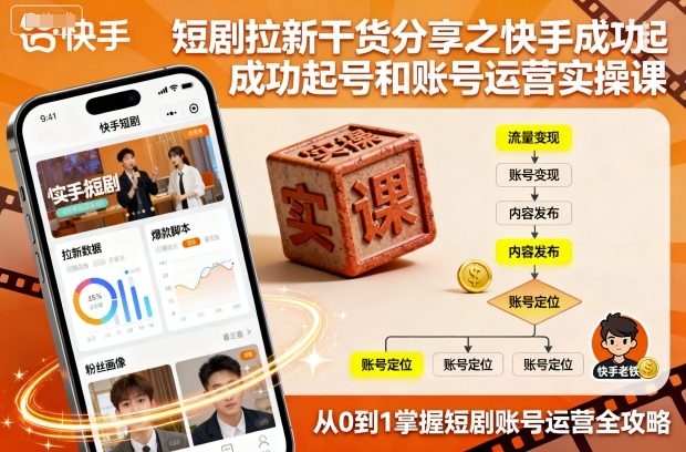 短剧拉新干货分享之快手成功起号和账号运营实操课-hcnxn