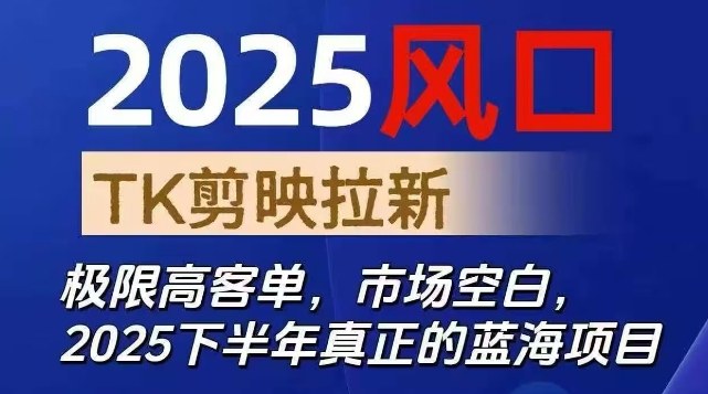 2025风口TK剪映capcut拉新项目，极限高客单，市场空白，2025下半年真正的蓝海项目-hcnxn