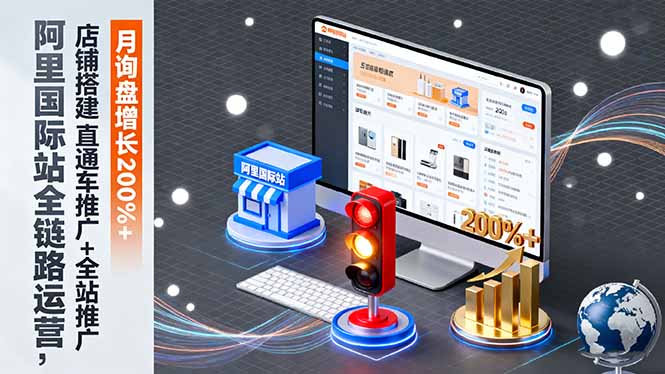 阿里国际站全链路运营，店铺搭建+直通车推广+全站推广，月询盘增长200%+-hcnxn