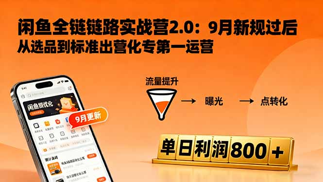 闲鱼变现课3.0：掌握链接优化、流量提升、商业变现，单日利润800+-hcnxn