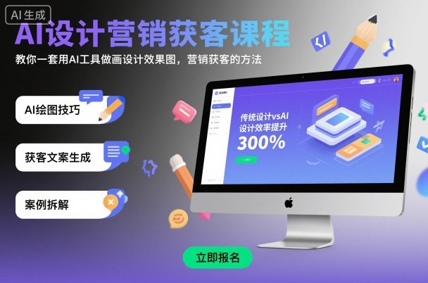 AI设计营销获客课程，教你一套用AI工具做画设计效果图，营销获客的方法-hcnxn