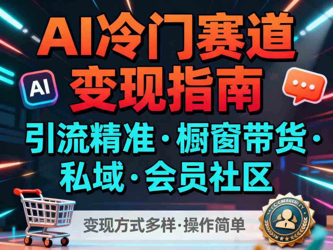 AI冷门赛道，引流精准，橱窗带货+私域+会员社区，变现方式多样，操作简单-hcnxn
