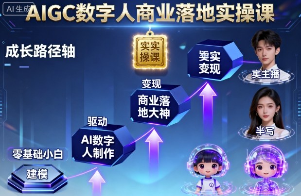 AIGC数字人商业落地实操课，从零基础小白到AI数字人大神-hcnxn