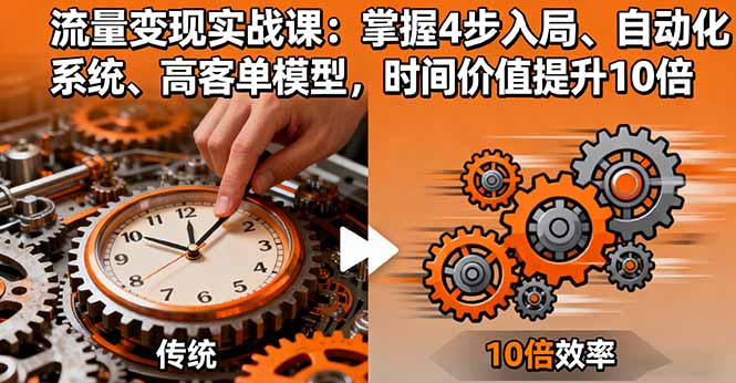 流量变现实战课：掌握4步入局、自动化系统、高客单模型，时间价值提升10倍-hcnxn