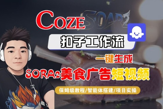 Coze扣子智能体工作流一键生成“SORA2美食广告“短视频，全流程保姆级教学-hcnxn