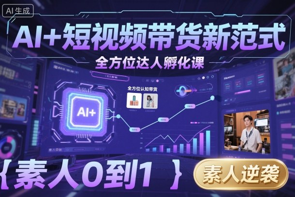 AI+短视频带货新范式全方位达人孵化课，素人也可以从0到1，全方位认知短视频带货-hcnxn