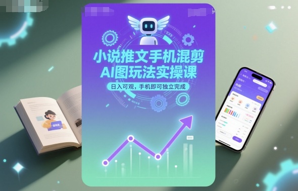 小说推文手机混剪AI图玩法实操课，日入可观，手机即可独立完成-hcnxn
