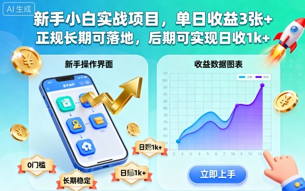 新手小白实战项目，单日收益3张+，正规长期可落地，后期可实现日收1k+【揭秘】-hcnxn