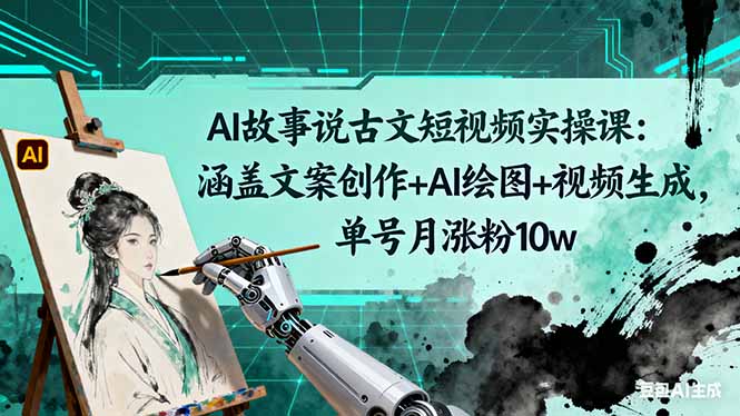 AI故事说古文短视频实操课：涵盖文案创作+AI绘图+视频生成，单号月涨粉10w-hcnxn