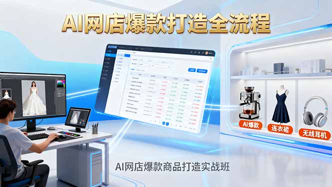 AI网店爆款商品打造实战班：AI技术实现商品图智能处理，快速搭建AI网店-hcnxn