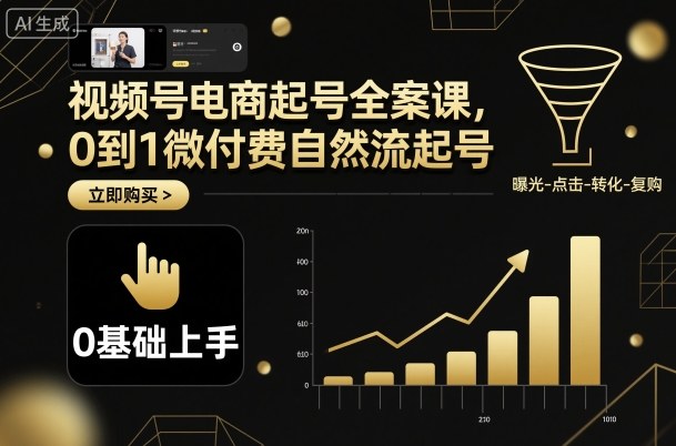 视频号电商起号全案课，0到1微付费自然流起号-hcnxn