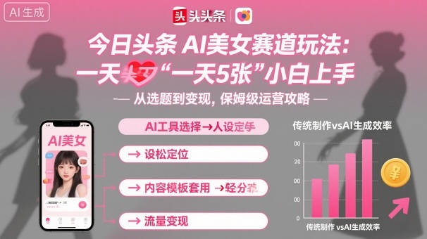 今日头条AI美女赛道玩法，一天轻松5张，小白轻松上手-hcnxn