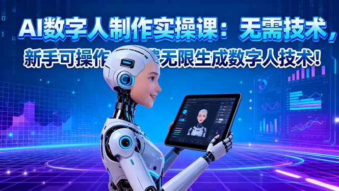 AI数字人制作实操课：无需技术，新手可操作，免费无限生成数字人技术！-hcnxn