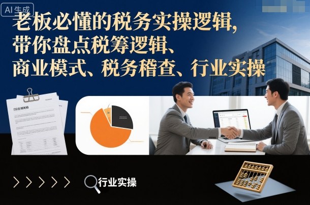 老板必懂的税务实操逻辑，带你盘点税筹逻辑、商业模式、税务稽查、行业实操-hcnxn