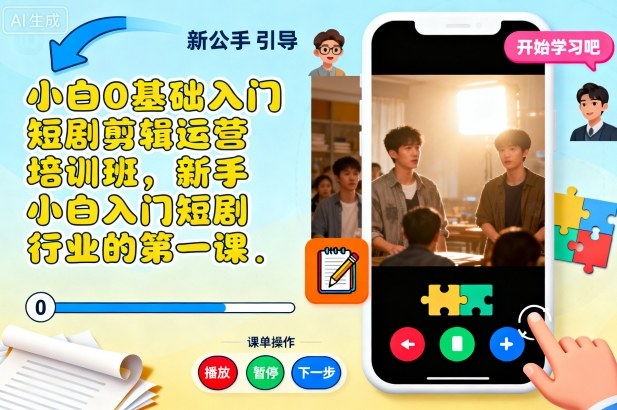 小白0基础入门短剧剪辑运营培训班，新手小白入门短剧行业的第一课-hcnxn