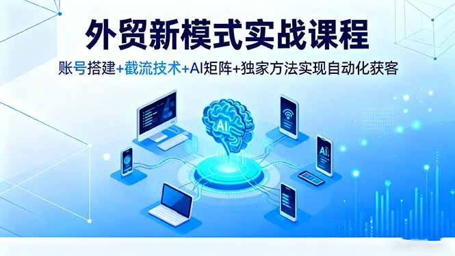 外贸新模式实战课程，账号搭建+截流技术+AI矩阵+独家方法实现自动化获客-hcnxn