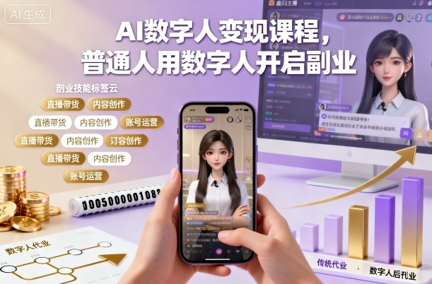 AI数字人变现课程，普通人用数字人开启副业-hcnxn