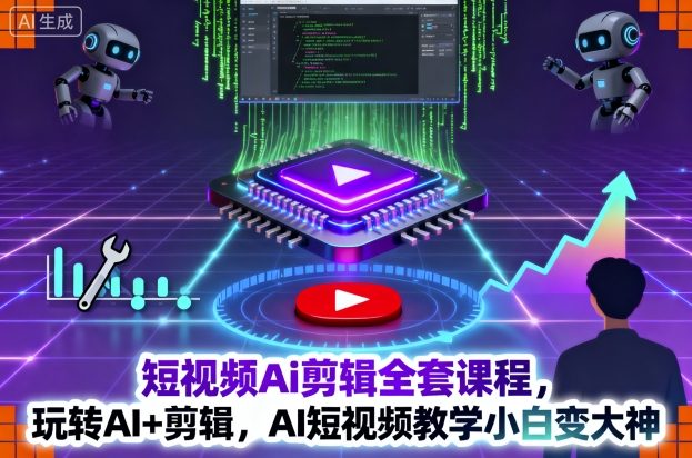 短视频Ai剪辑全套课程，玩转AI+剪辑，AI短视频教学小白变大神-hcnxn