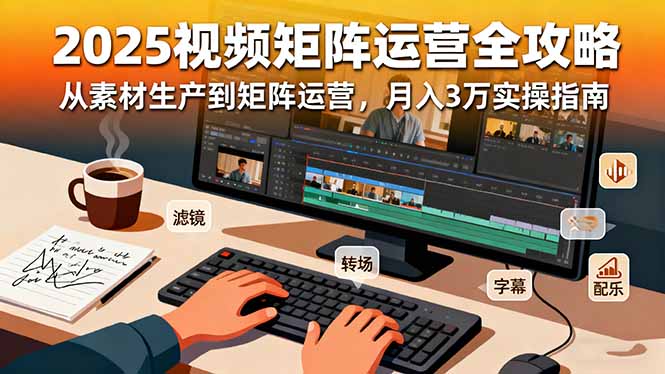 2025短视频矩阵运营全攻略：从素材生产到矩阵运营，月入3万实操指南-hcnxn
