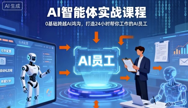 Ai智能体实战课程，0基础跨越Ai鸿沟，打造24小时帮你工作的Ai员工，打破常规，以实战定义Ai-hcnxn