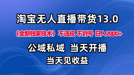 淘宝无人直播13.0，公域私域技术，不封号，不违规布局下半年旺季赛道，日入1K+(独家技术)【揭秘】-hcnxn