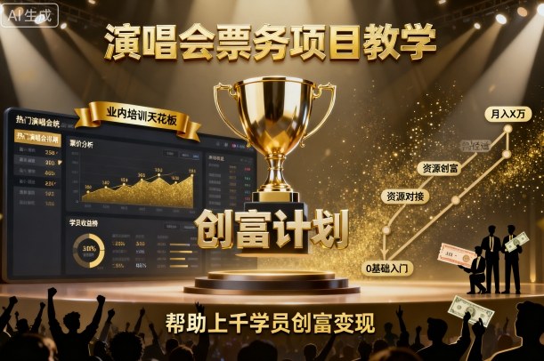 演唱会票务项目教学，业内培训天花板，帮助上千学员创富变现(更新)-hcnxn
