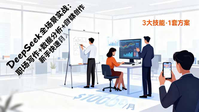 DeepSeek全场景实战：职场写作+数据分析+自媒体创作，新手快速月入过万-hcnxn