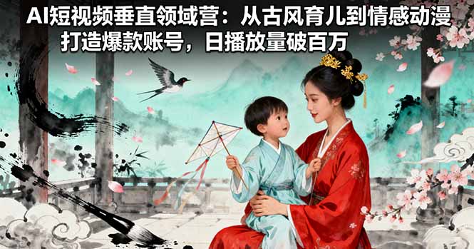 AI短视频垂直领域营：从古风育儿到情感动漫，打造爆款账号,日播放量破百万-hcnxn
