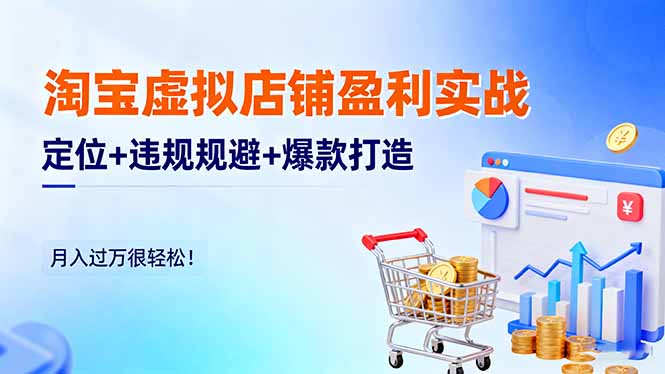 淘宝虚拟店铺盈利实战：定位+违规规避+爆款打造，月入过万很轻松！-hcnxn