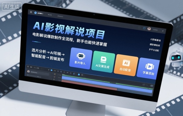 AI影视解说项目，电影解说爆款制作全流程，新手也能快速掌握-hcnxn