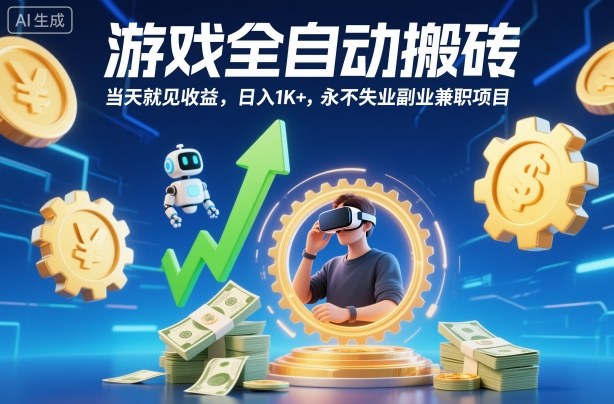 游戏全自动搬砖，当天就见收益，日入1K+，永不失业副业兼职项目【揭秘】-hcnxn