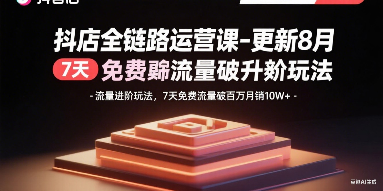 抖店全链路运营课-更新8月：流量进阶玩法，7天免费流量破百万月销10W+-hcnxn