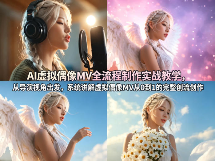 AI虚拟偶像MV全流程制作实战教学，从导演视角出发，系统讲解虚拟偶像MV从0到1的完整创作流程-hcnxn