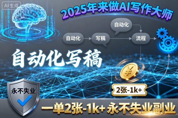 2025年来做AI写作大师，自动化写稿，一单2张-1k+，永不失业副业-hcnxn