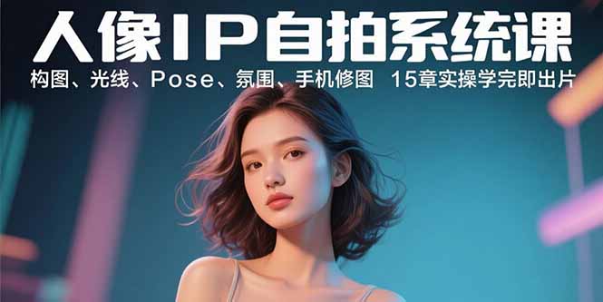 人像IP自拍系统课：构图、光线、Pose、氛围、手机修图 15章实操学完即出片-hcnxn