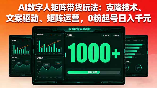 AI数字人矩阵带货玩法：克隆技术、文案驱动、矩阵运营，0粉起号日入千元-hcnxn