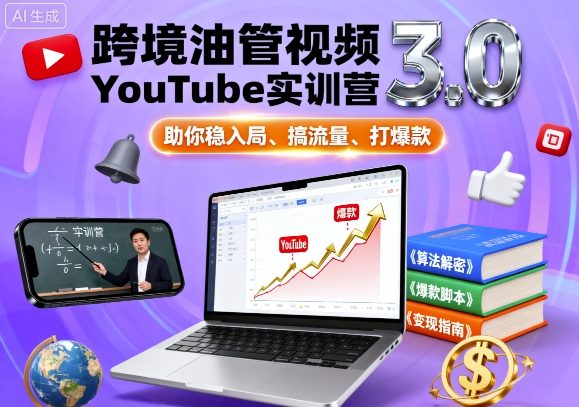 跨境油管视频YouTube实训营3.0，助你稳入局、搞流量、打爆款-hcnxn