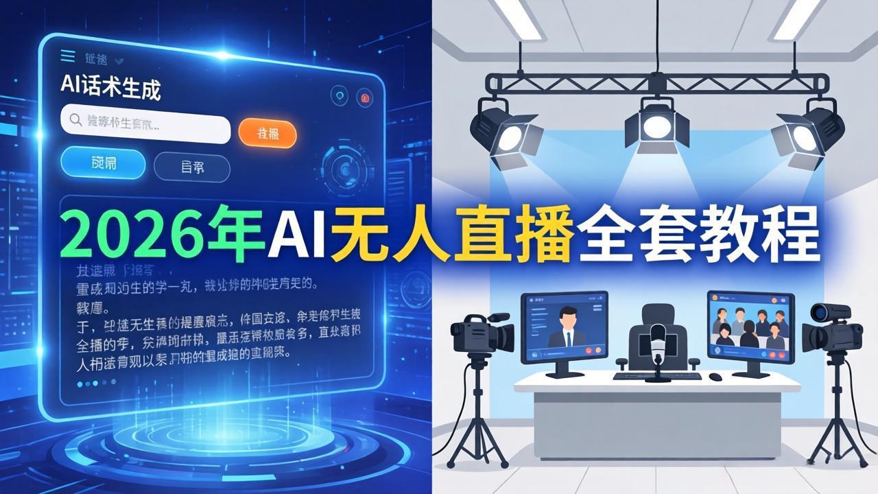 2026年AI无人直播全套教程：OBS安装+软件配置+直播间搭建+话术生成+一键开播实操-hcnxn