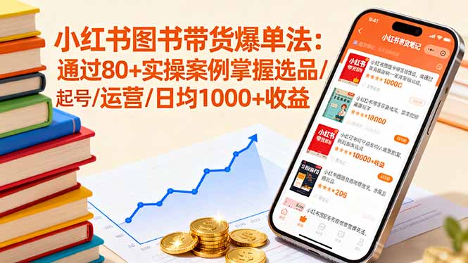 小红书图书带货爆单法：通过80+实操案例掌握选品/起号/运营/日均1000+收益-hcnxn