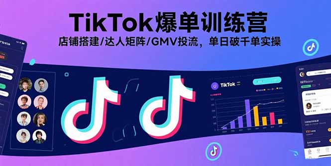 TikTok爆单训练营，店铺搭建/达人矩阵/GMV投流，单日破千单实操-hcnxn