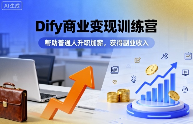 Dify商业变现训练营，帮助普通人升职加薪，获得副业收入-hcnxn