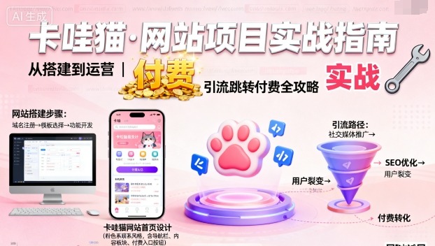 卡哇猫·网站项目，网站搭建与运营以及引流跳转付费-hcnxn