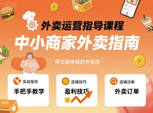 外卖运营指导课程，中小商家外卖指南，手把手带出能挣钱的外卖店-hcnxn