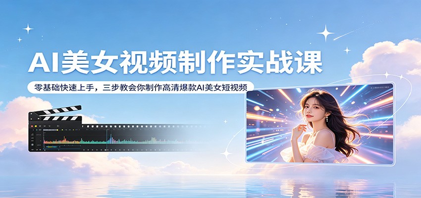 AI美女视频制作实战课：零基础快速上手，三步教会你制作高清爆款AI美女短视频-hcnxn