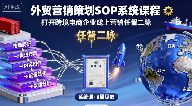 外贸营销策划SOP系统课程，打开跨境电商企业线上营销任督二脉-hcnxn