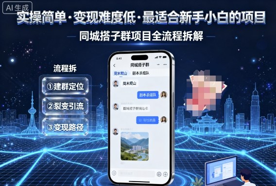 实操简单，变现难度低，最适合新手小白做的项目，每天轻松收入3张，同城搭子群项目全流程拆解-hcnxn