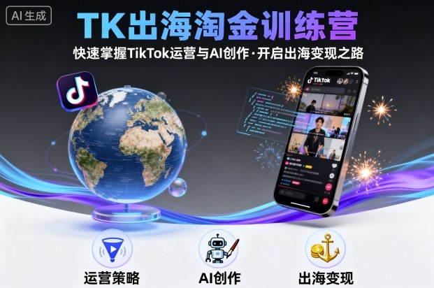 TK出海淘金训练营，助你快速掌握TikTok运营与AI创作，开启出海变现之路-hcnxn