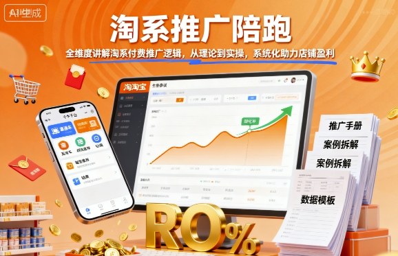 淘系推广陪跑，全维度讲解淘系付费推广逻辑，从理论到实操，系统化助力店铺盈利-hcnxn