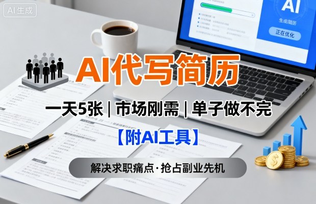 AI代写简历，一天5张，今年找工作难，市场刚需，单子做不完【附AI工具】-hcnxn